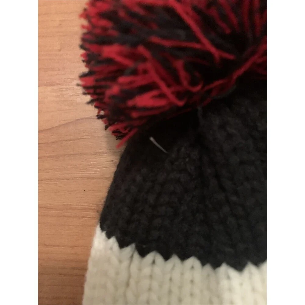 Unbranded Adult Striped Faux Fur Lined Pom Toboggan Hat
